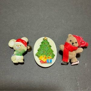 Vtg. Christmas Pins Hallmark + Unbranded (Lot Of 3); Christmas Brooches, Lapel